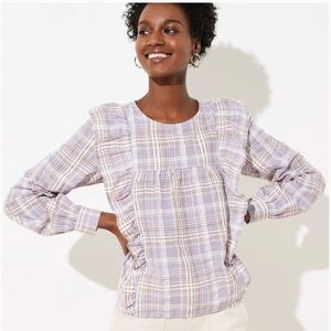 LOFT Plaid ruffle blouse
